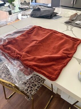 Rust / brick red colored chenille Accent Pillow Covers - Unbranded